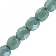 Czech Fire polished faceted glass beads 3mm Chalk white teal luster